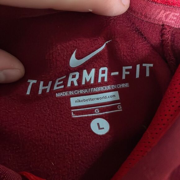 Nike Therma Fit Red Dark Black Sweatshirt Swoosh Size Large L pullover h… - Picture 2 of 2